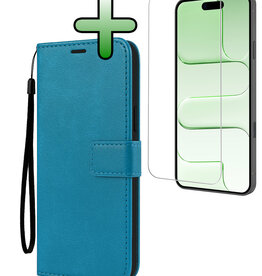 BASEY. BASEY. iPhone Air Hoesje Bookcase Met Screenprotector - Turquoise