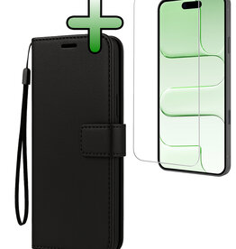 BASEY. BASEY. iPhone Air Hoesje Bookcase Met Screenprotector - Zwart