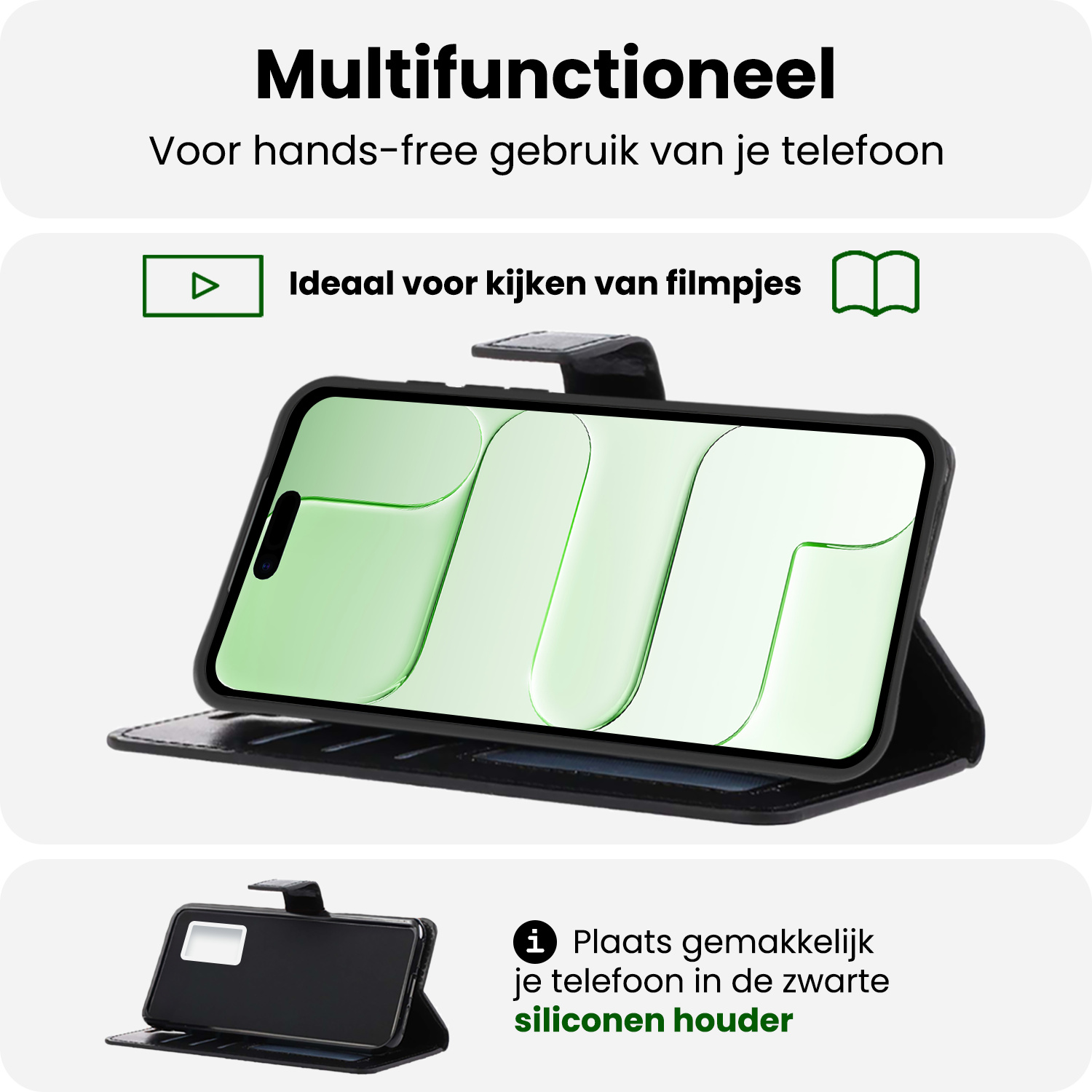 BASEY. BASEY. iPhone Air Hoesje Bookcase Met Screenprotector - Zwart