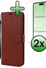 BASEY. BASEY. iPhone Air Hoesje Bookcase Met 2x Screenprotector - Bruin