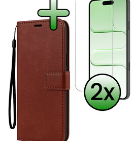 BASEY. BASEY. iPhone Air Hoesje Bookcase Met 2x Screenprotector - Bruin