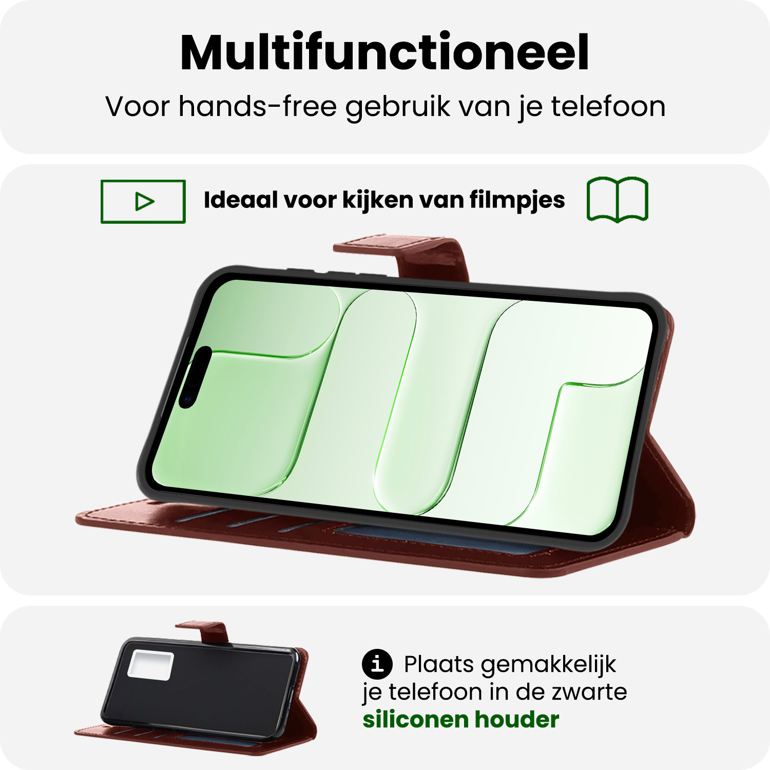 BASEY. BASEY. iPhone Air Hoesje Bookcase Met 2x Screenprotector - Bruin