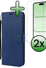 BASEY. BASEY. iPhone Air Hoesje Bookcase Met 2x Screenprotector - Donkerblauw