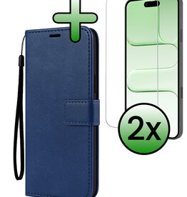 BASEY. BASEY. iPhone Air Hoesje Bookcase Met 2x Screenprotector - Donkerblauw