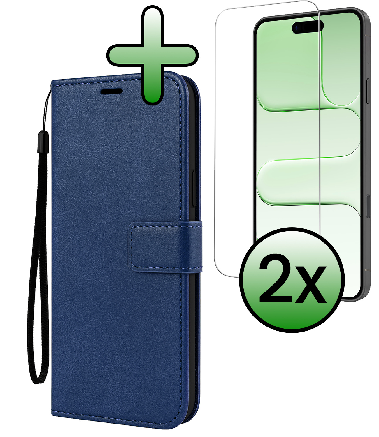 BASEY. BASEY. iPhone Air Hoesje Bookcase Met 2x Screenprotector - Donkerblauw