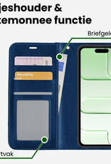 BASEY. BASEY. iPhone Air Hoesje Bookcase Met 2x Screenprotector - Donkerblauw