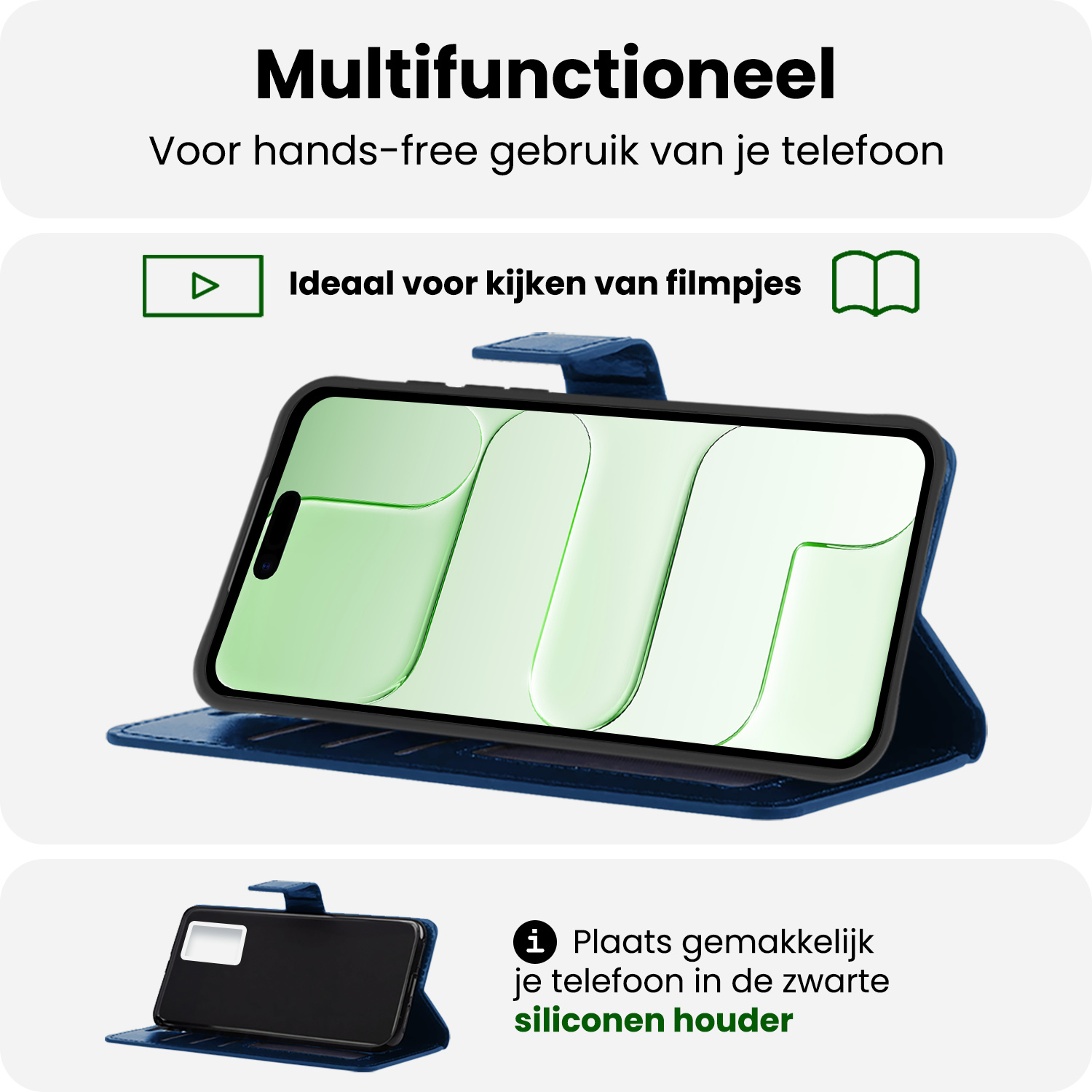 BASEY. BASEY. iPhone Air Hoesje Bookcase Met 2x Screenprotector - Donkerblauw