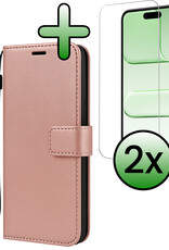BASEY. BASEY. iPhone Air Hoesje Bookcase Met 2x Screenprotector - Rose Goud