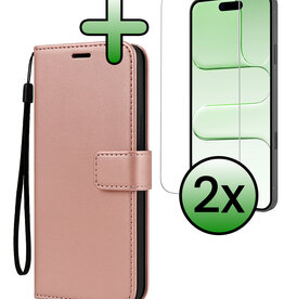 BASEY. BASEY. iPhone Air Hoesje Bookcase Met 2x Screenprotector - Rose Goud