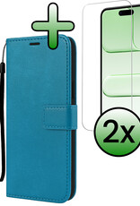 BASEY. BASEY. iPhone Air Hoesje Bookcase Met 2x Screenprotector - Turquoise