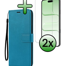 BASEY. BASEY. iPhone Air Hoesje Bookcase Met 2x Screenprotector - Turquoise