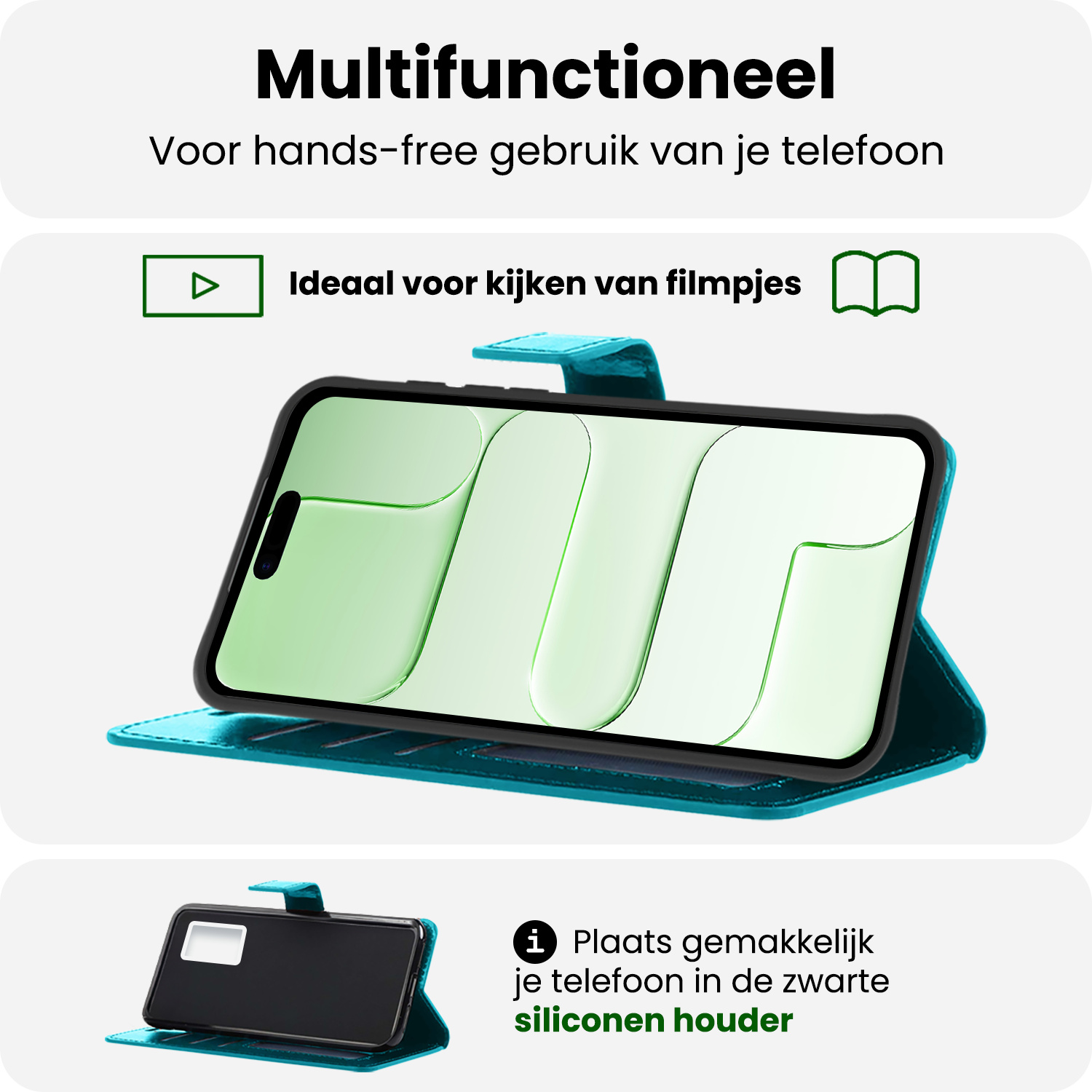 BASEY. BASEY. iPhone Air Hoesje Bookcase Met 2x Screenprotector - Turquoise