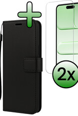 BASEY. BASEY. iPhone Air Hoesje Bookcase Met 2x Screenprotector - Zwart