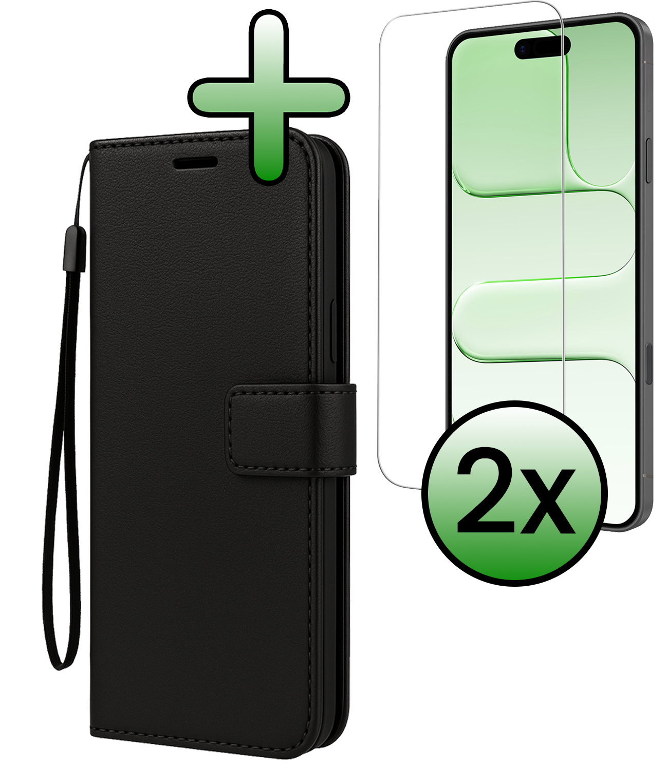 BASEY. BASEY. iPhone Air Hoesje Bookcase Met 2x Screenprotector - Zwart