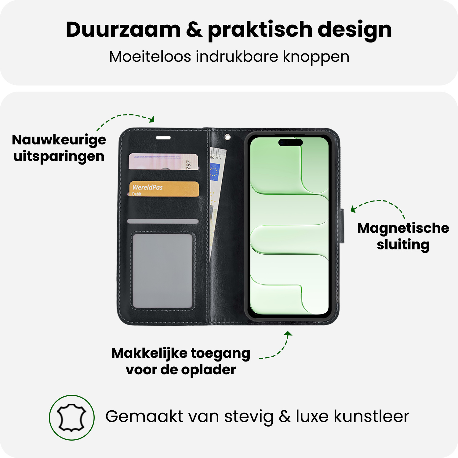 BASEY. BASEY. iPhone Air Hoesje Bookcase Met 2x Screenprotector - Zwart