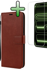 BASEY. BASEY. iPhone 17 Pro Hoesje Bookcase Met Screenprotector - Bruin