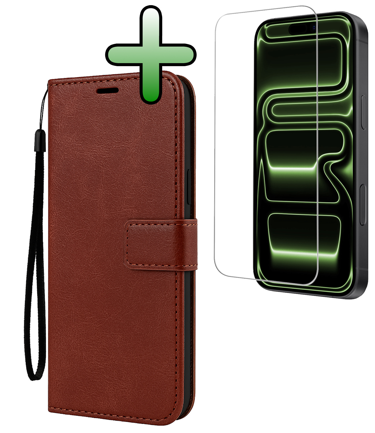 BASEY. BASEY. iPhone 17 Pro Hoesje Bookcase Met Screenprotector - Bruin