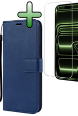 BASEY. BASEY. iPhone 17 Pro Hoesje Bookcase Met Screenprotector - Donkerblauw