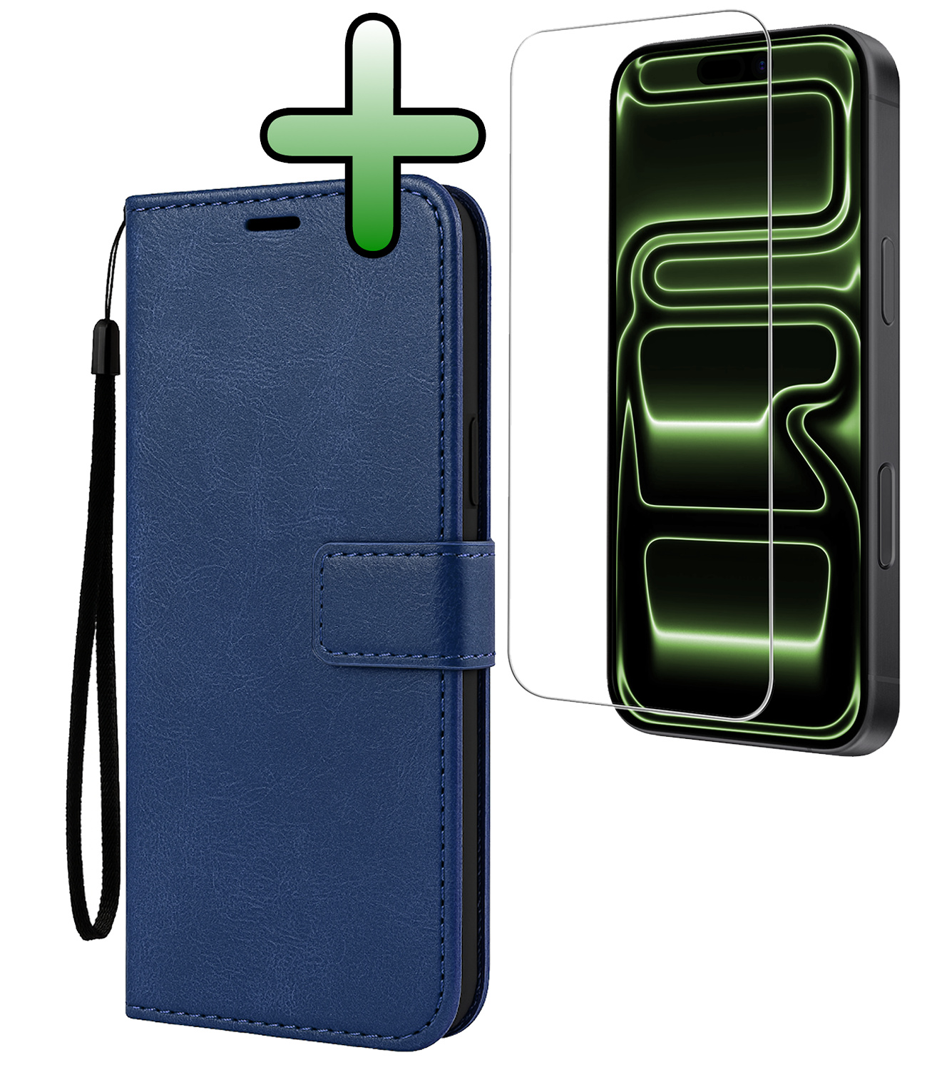 BASEY. BASEY. iPhone 17 Pro Hoesje Bookcase Met Screenprotector - Donkerblauw