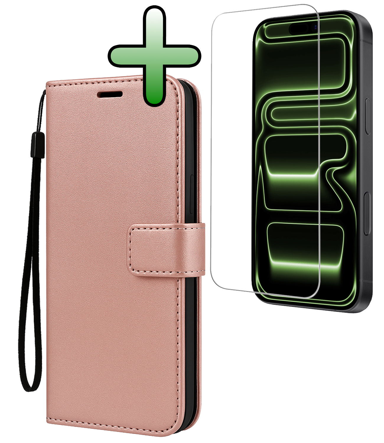 BASEY. BASEY. iPhone 17 Pro Hoesje Bookcase Met Screenprotector - Rose Goud