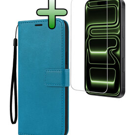 BASEY. BASEY. iPhone 17 Pro Hoesje Bookcase Met Screenprotector - Turquoise