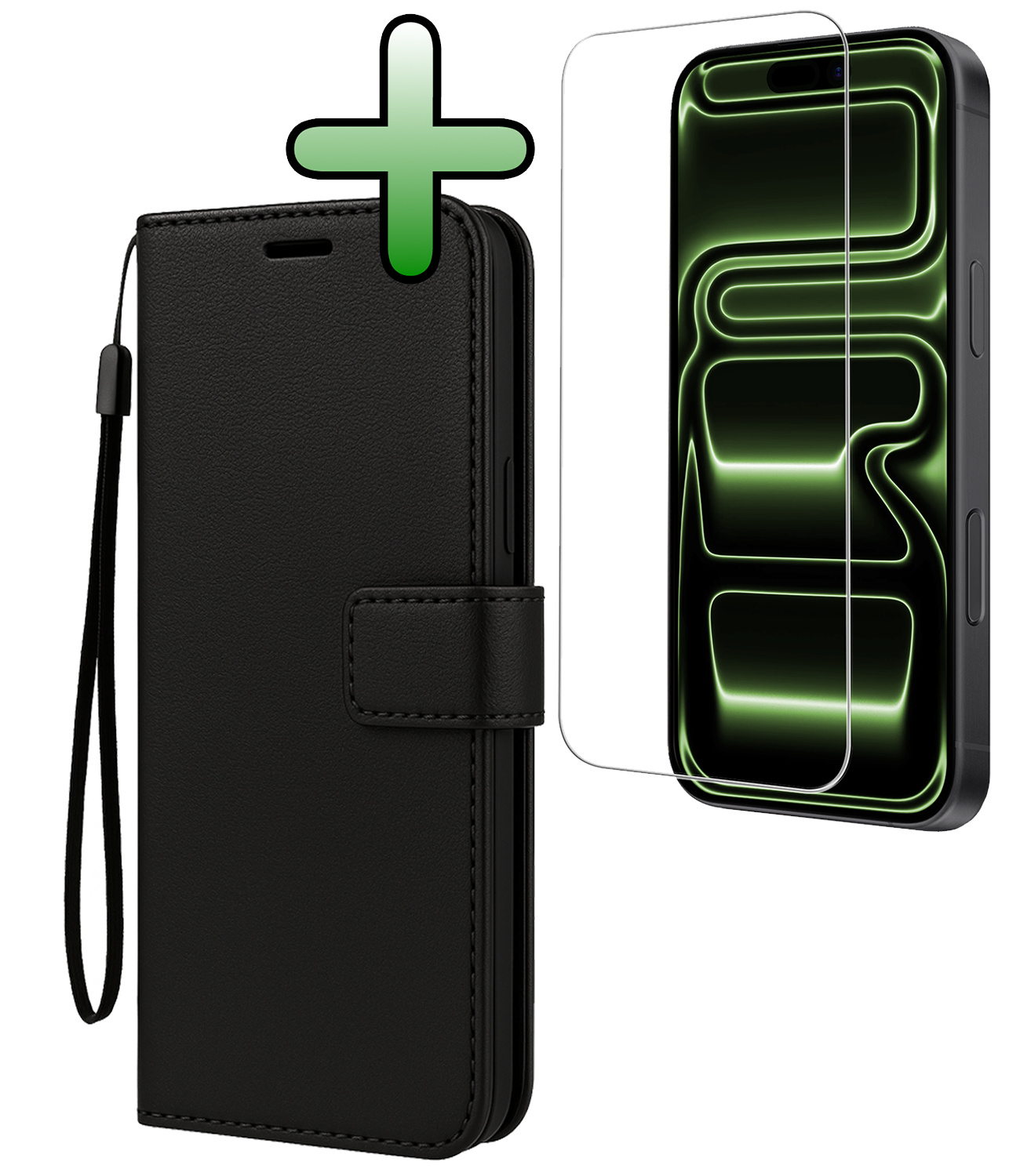 BASEY. BASEY. iPhone 17 Pro Hoesje Bookcase Met Screenprotector - Zwart