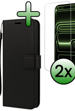 BASEY. BASEY. iPhone 17 Pro Hoesje Bookcase Met 2x Screenprotector - Zwart