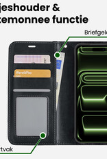 BASEY. BASEY. iPhone 17 Pro Hoesje Bookcase Met 2x Screenprotector - Zwart