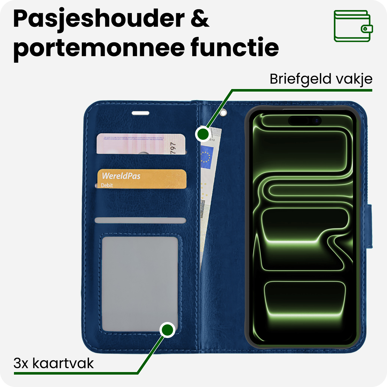 BASEY. BASEY. iPhone 17 Pro Max Hoesje Bookcase - Donkerblauw
