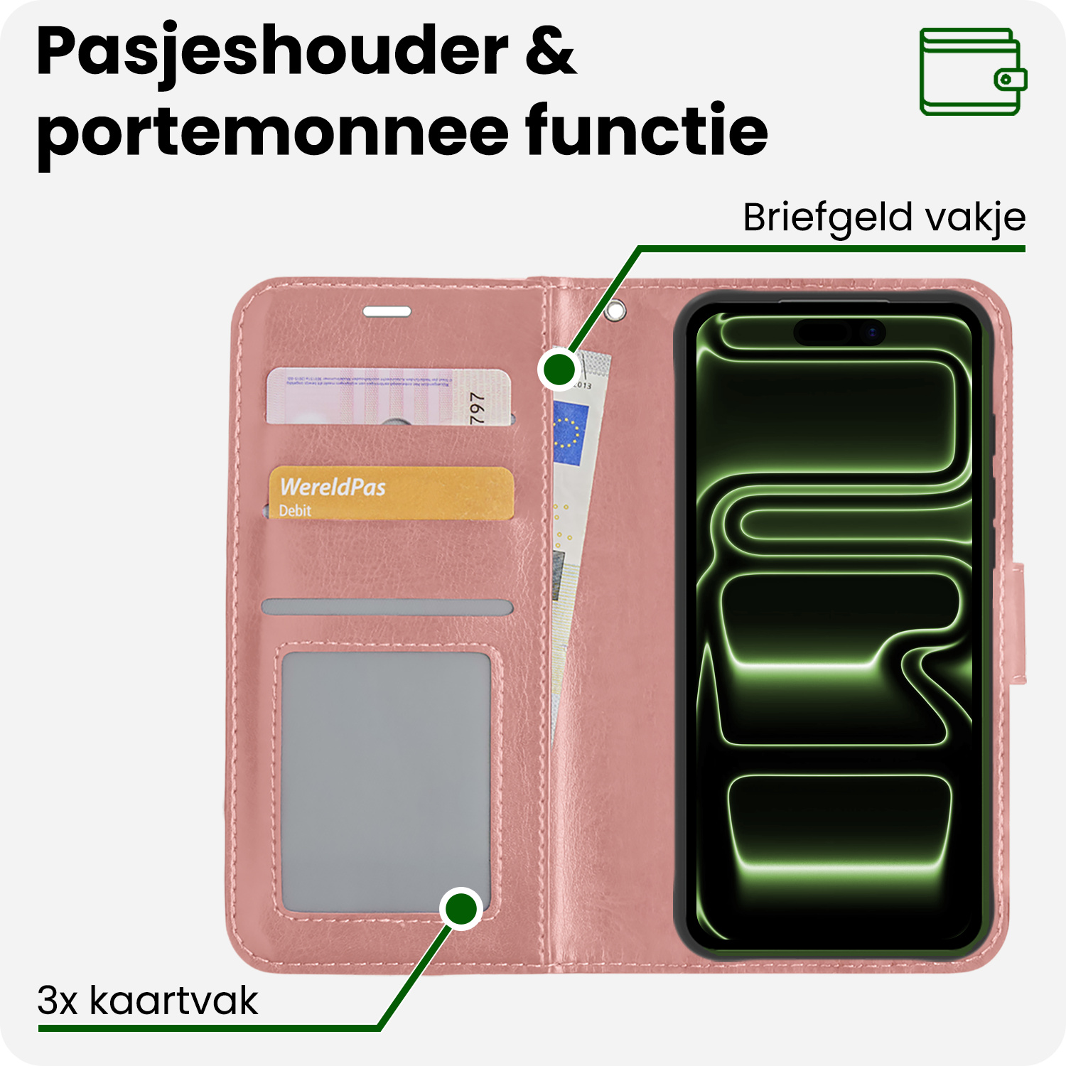 BASEY. BASEY. iPhone 17 Pro Max Hoesje Bookcase - Rose Goud