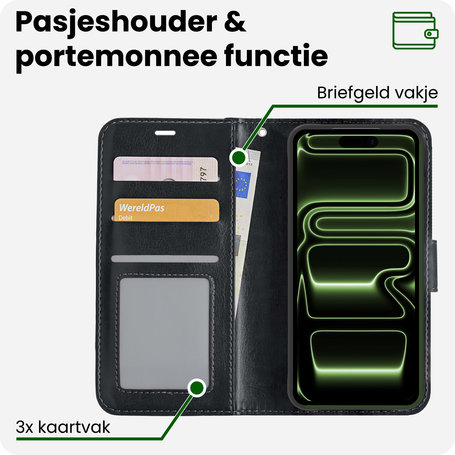 BASEY. BASEY. iPhone 17 Pro Max Hoesje Bookcase - Zwart