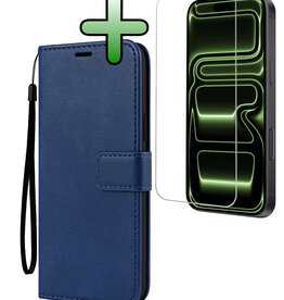 BASEY. BASEY. iPhone 17 Pro Max Hoesje Bookcase Met Screenprotector - Donkerblauw