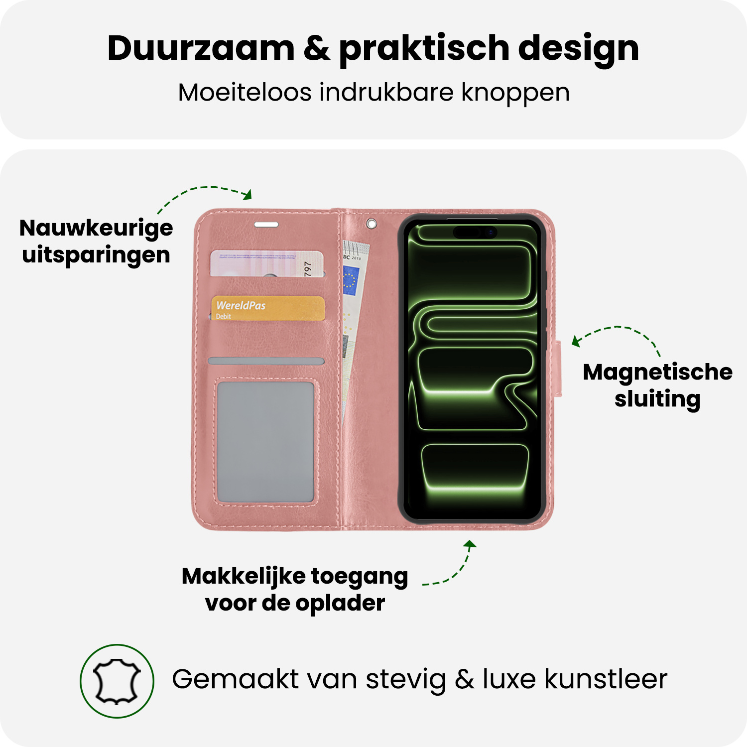 BASEY. BASEY. iPhone 17 Pro Max Hoesje Bookcase Met Screenprotector - Rose Goud