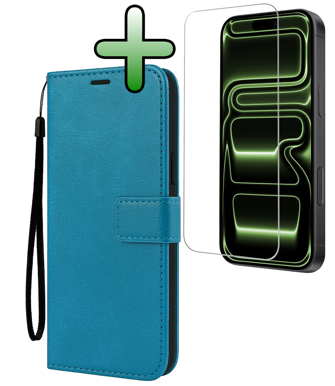 BASEY. BASEY. iPhone 17 Pro Max Hoesje Bookcase Met Screenprotector - Turquoise