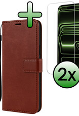 BASEY. BASEY. iPhone 17 Pro Max Hoesje Bookcase Met 2x Screenprotector - Bruin