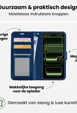 BASEY. BASEY. iPhone 17 Pro Max Hoesje Bookcase Met 2x Screenprotector - Donkerblauw