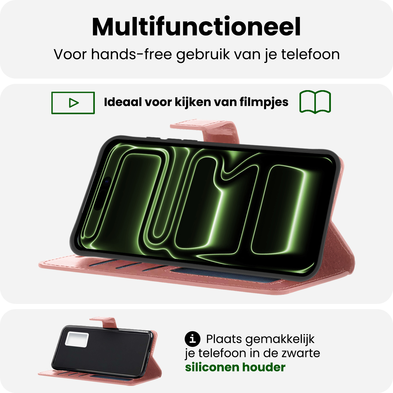 BASEY. BASEY. iPhone 17 Pro Max Hoesje Bookcase Met 2x Screenprotector - Rose Goud