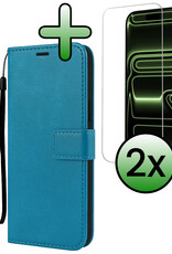 BASEY. BASEY. iPhone 17 Pro Max Hoesje Bookcase Met 2x Screenprotector - Turquoise