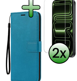 BASEY. BASEY. iPhone 17 Pro Max Hoesje Bookcase Met 2x Screenprotector - Turquoise