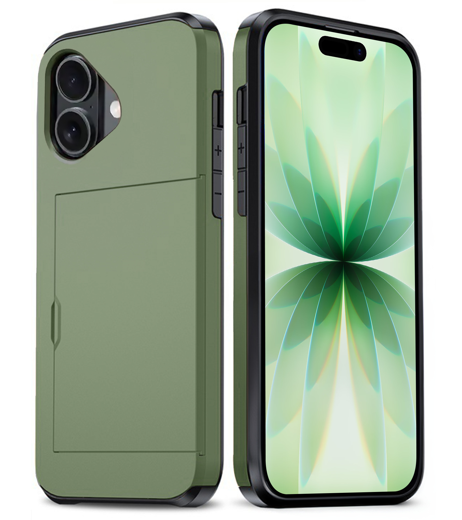BASEY. BASEY. iPhone 17 Hoesje Pashouder Hard - Donker Groen