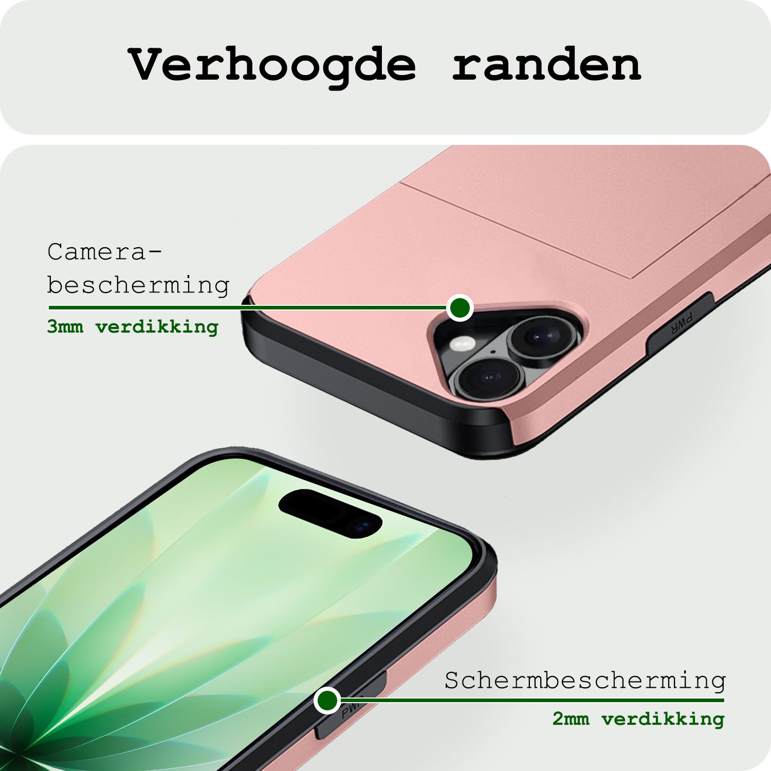 BASEY. BASEY. iPhone 17 Hoesje Pashouder Hard - Rosé Goud
