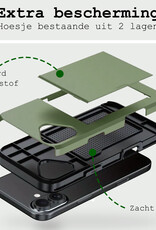 BASEY. BASEY. iPhone 17 Hoesje Pashouder Hard Met Screenprotector - Donker Groen