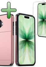 BASEY. BASEY. iPhone 17 Hoesje Pashouder Hard Met Screenprotector - Rosé Goud
