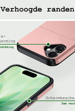 BASEY. BASEY. iPhone 17 Hoesje Pashouder Hard Met Screenprotector - Rosé Goud