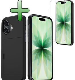 BASEY. BASEY. iPhone 17 Hoesje Pashouder Hard Met Screenprotector - Zwart