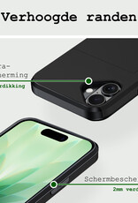 BASEY. BASEY. iPhone 17 Hoesje Pashouder Hard Met Screenprotector - Zwart