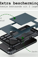 BASEY. BASEY. iPhone 17 Hoesje Pashouder Hard Met 2x Screenprotector - Donker Blauw