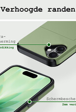 BASEY. BASEY. iPhone 17 Hoesje Pashouder Hard Met 2x Screenprotector - Donker Groen
