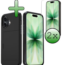 BASEY. BASEY. iPhone 17 Hoesje Pashouder Hard Met 2x Screenprotector - Zwart