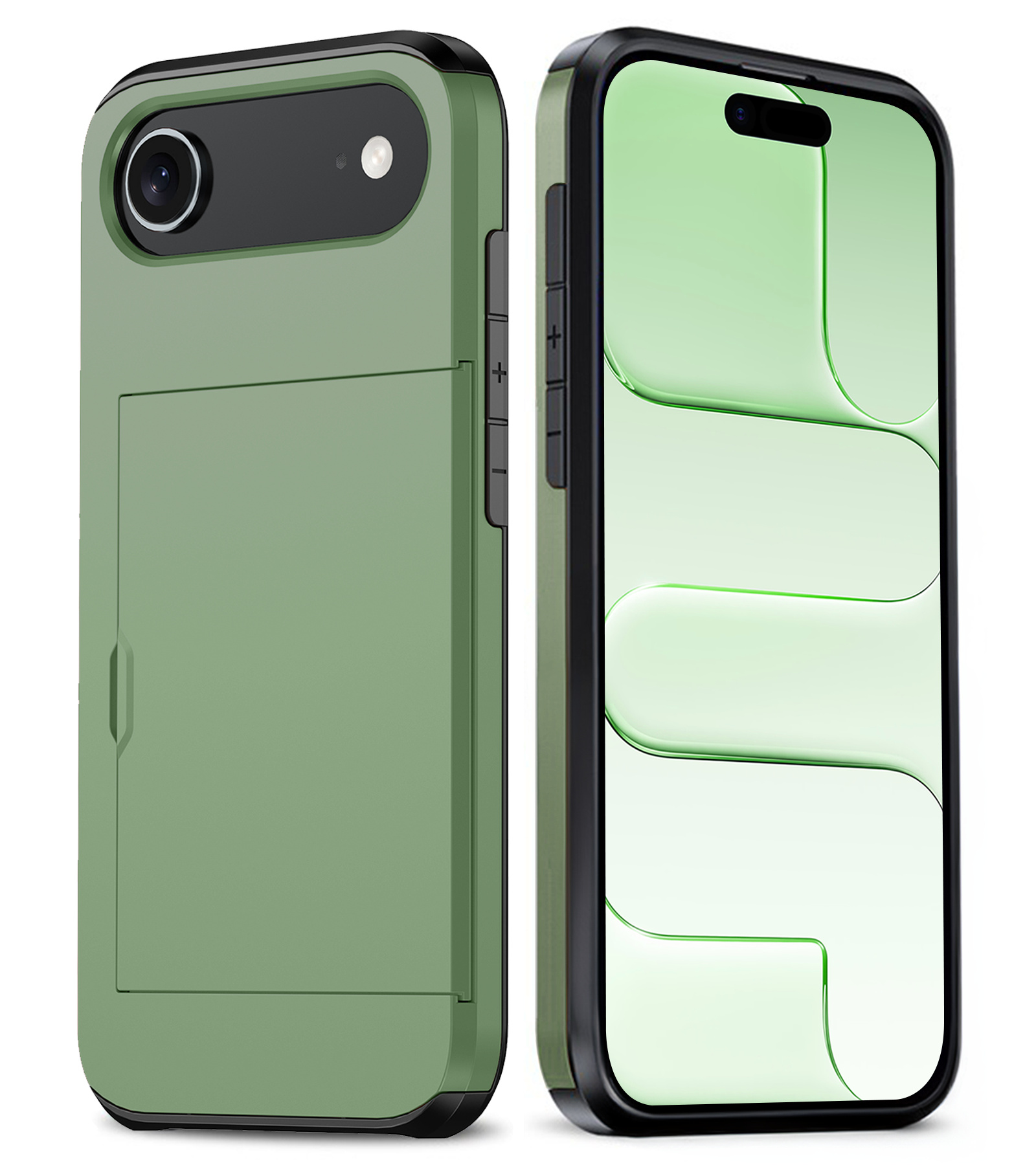 BASEY. BASEY. iPhone Air Hoesje Pashouder Hard - Donker Groen